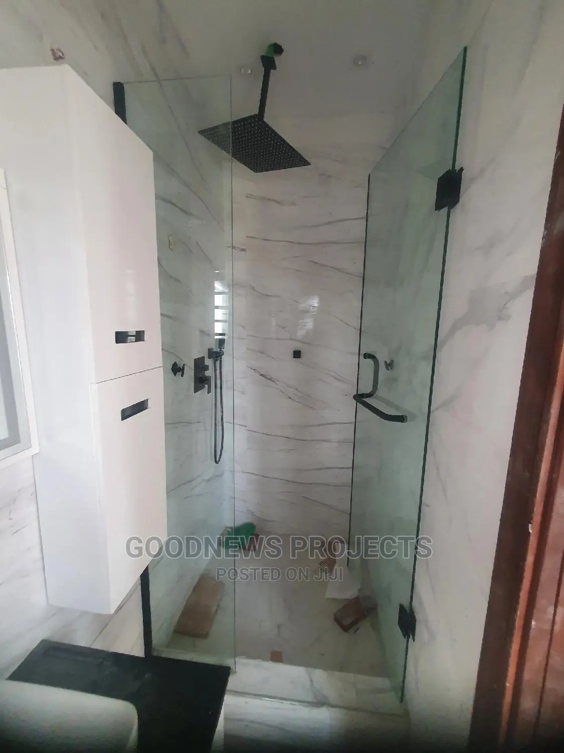 Black Hinged Shower Glass Door