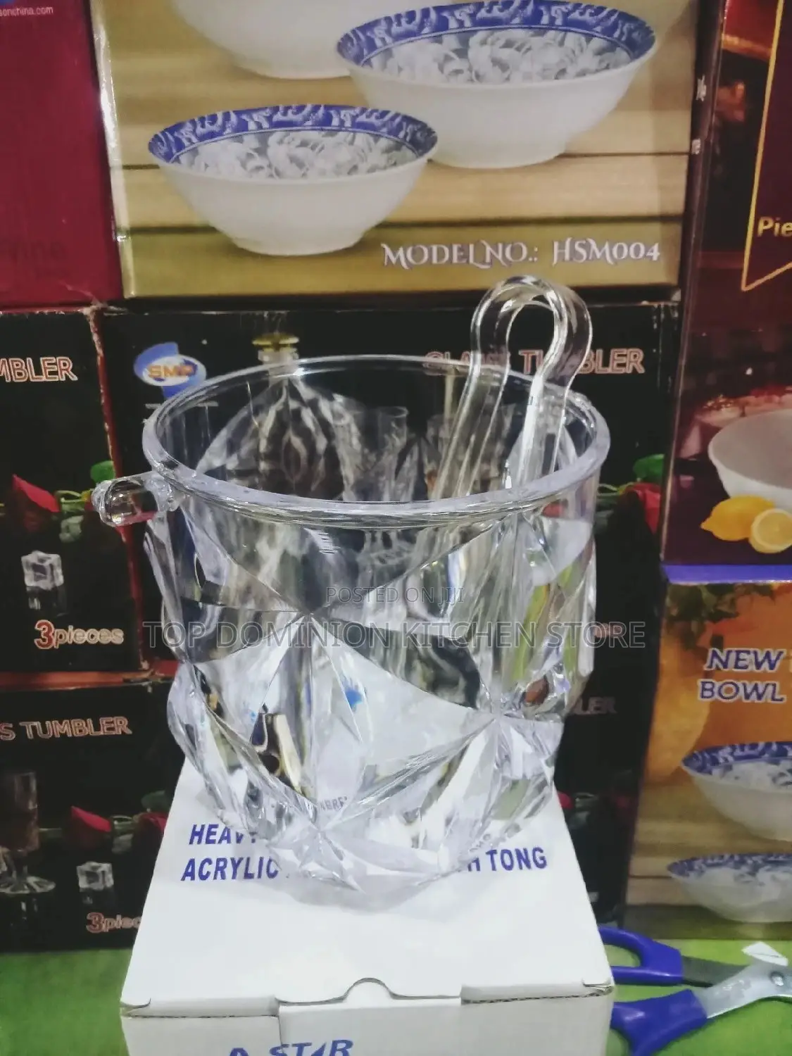 Unbreakable Acrylic Ice Bucket With Tong