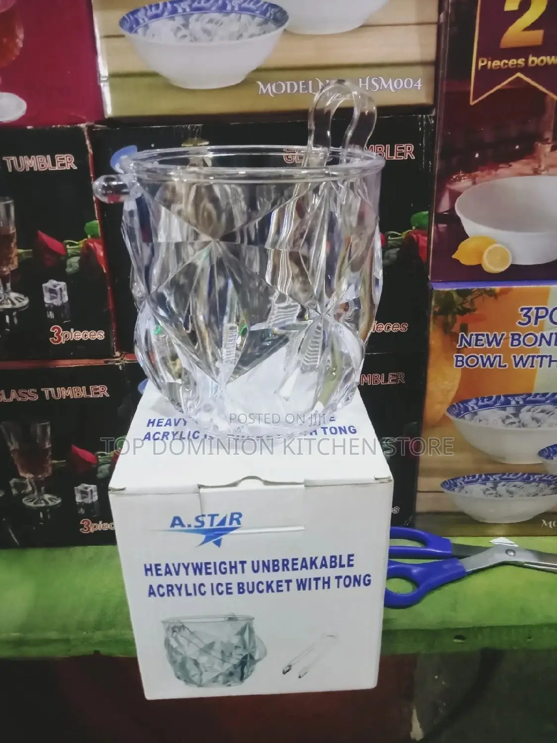 Unbreakable Acrylic Ice Bucket With Tong