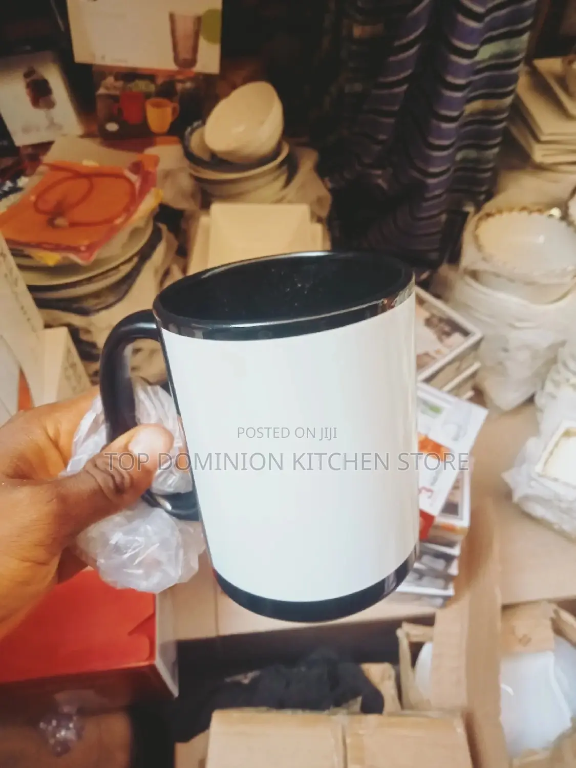 Black and White Coated Tea Mug (36pcs in Carton)