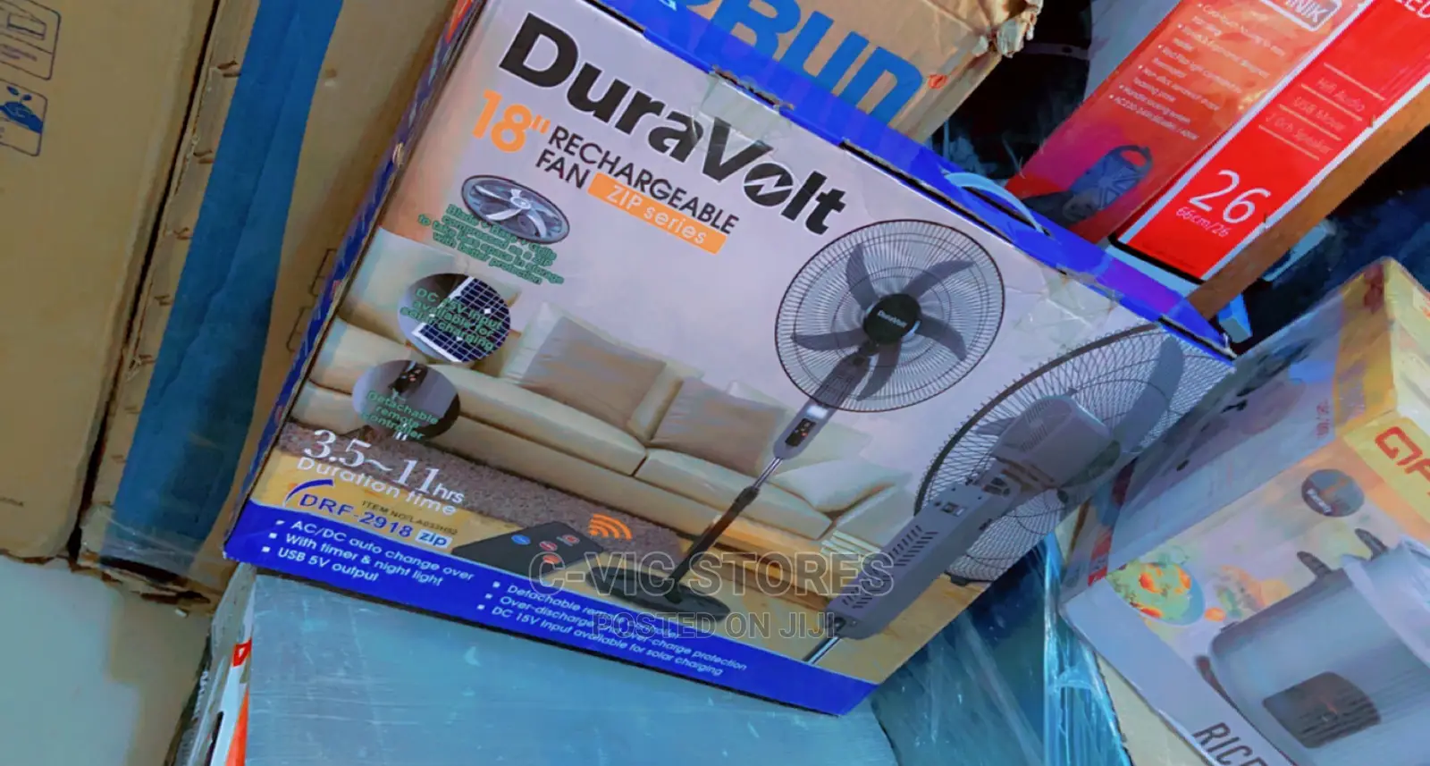 Duravolt 18" Rechargeable Standing Fan With Remote Control