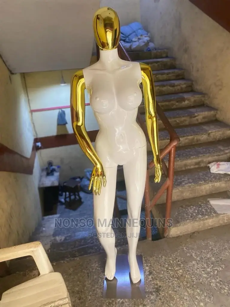 Glossy White Gold Chrome Size 12 Busty Female Mannequin