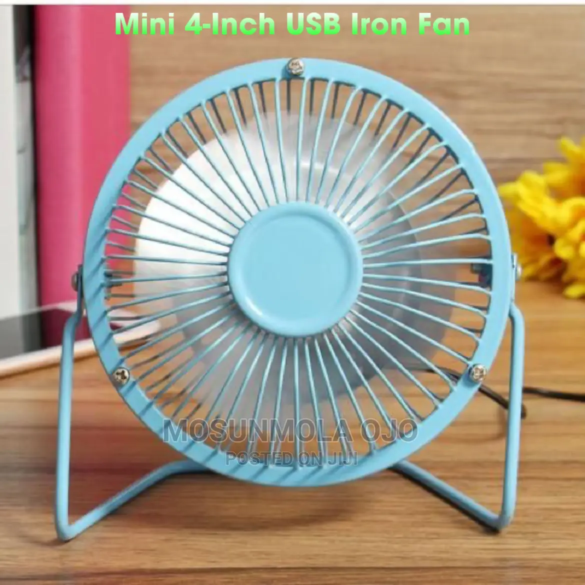 Mini 4-Inch USB Iron Fan-Blue