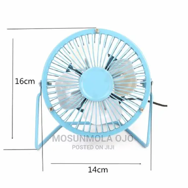 Mini 4-Inch USB Iron Fan-Blue