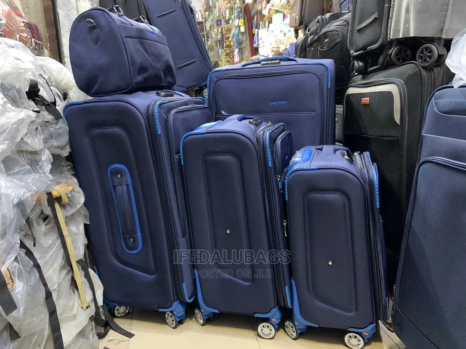 Set of Blue Star Express Traveling Luggage