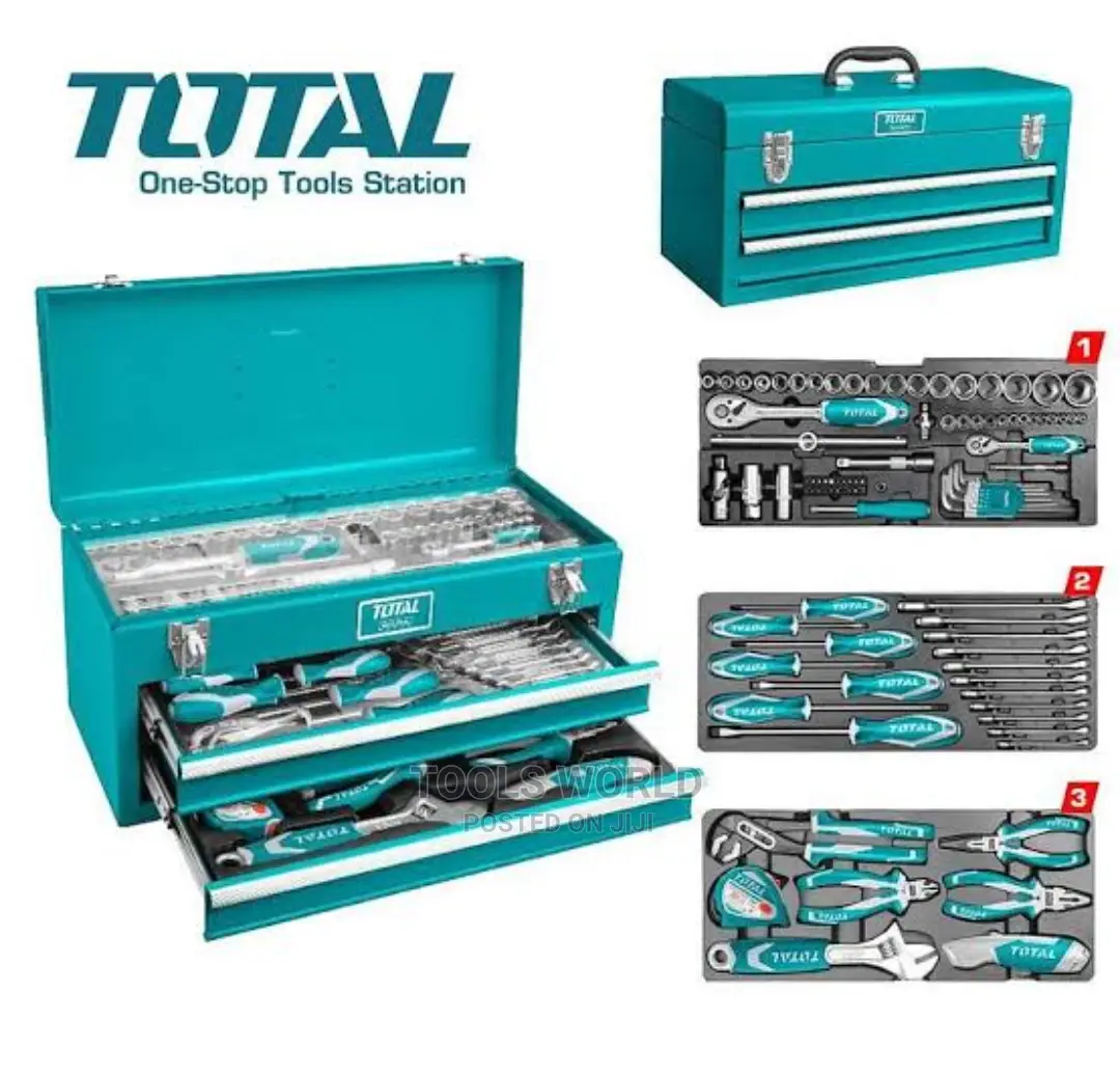 Total Metal Tool Chest With 2 Drawers and 97pcs Tools