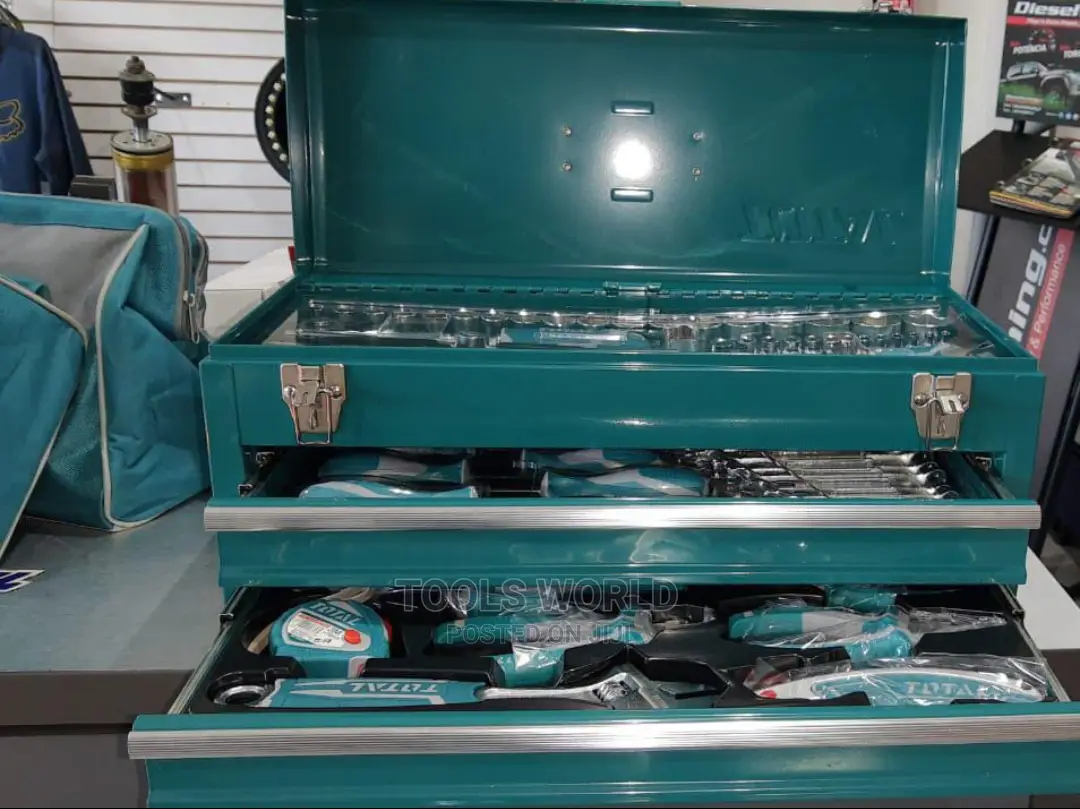 Total Metal Tool Chest With 2 Drawers and 97pcs Tools
