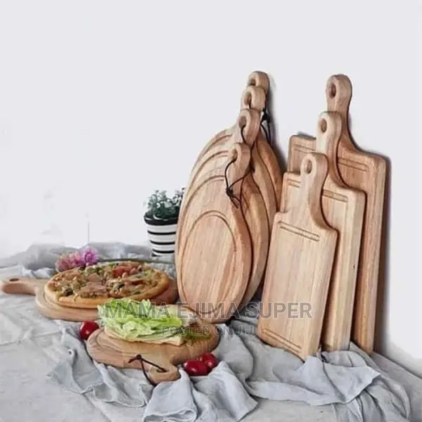 Wooden Pizza Board Round Square - Set Of 6