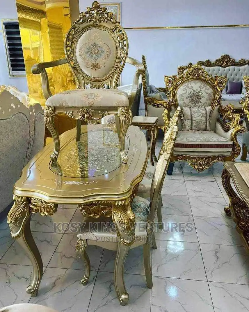 Royal Gold Dinning Set With Six Chairs
