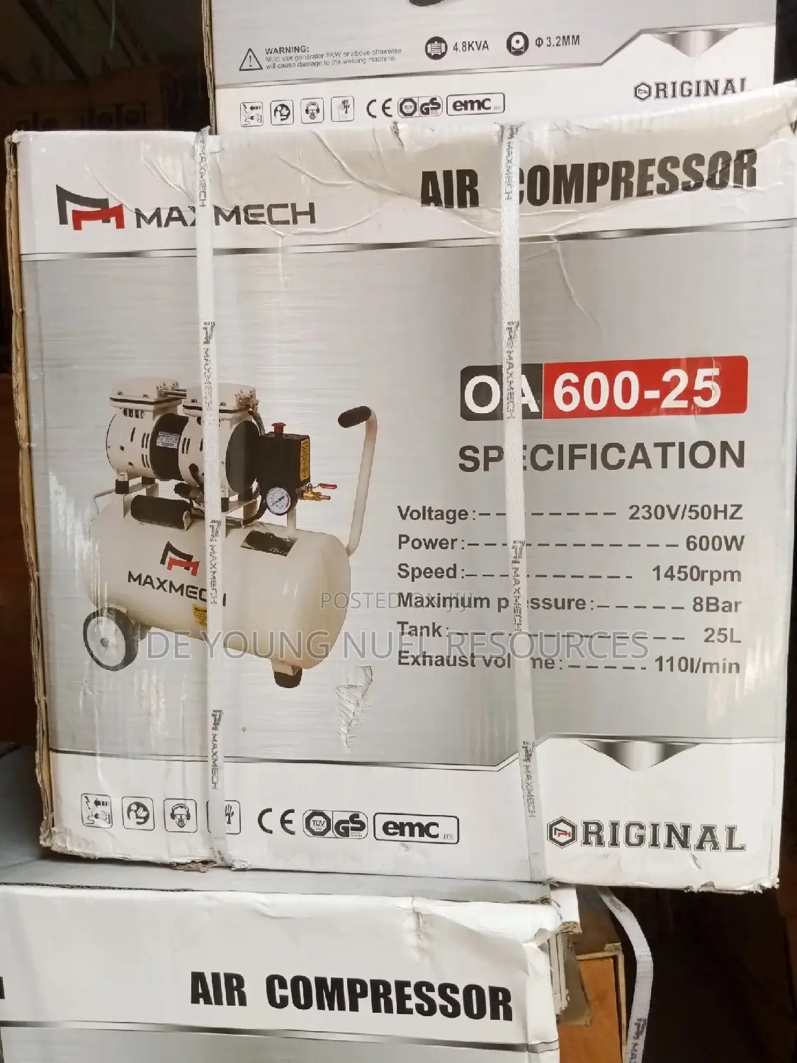 Air Compressor Machine Oil Less 25L Max Mech