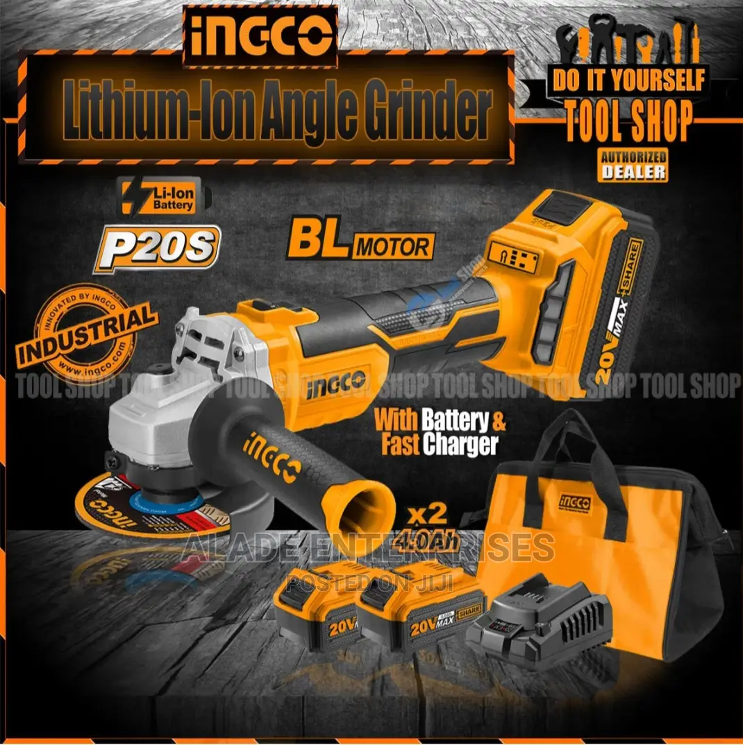 INGCO Lithium-Ion Angle Grinder Bushless Motor With 2 PCS