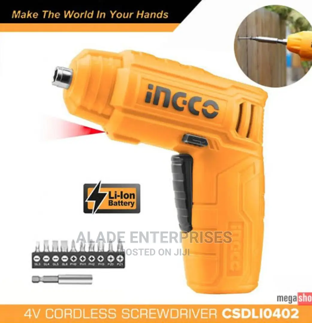 Ingco 4V Li-Ion Cordless Screwdriver With 10 Bits Magholder