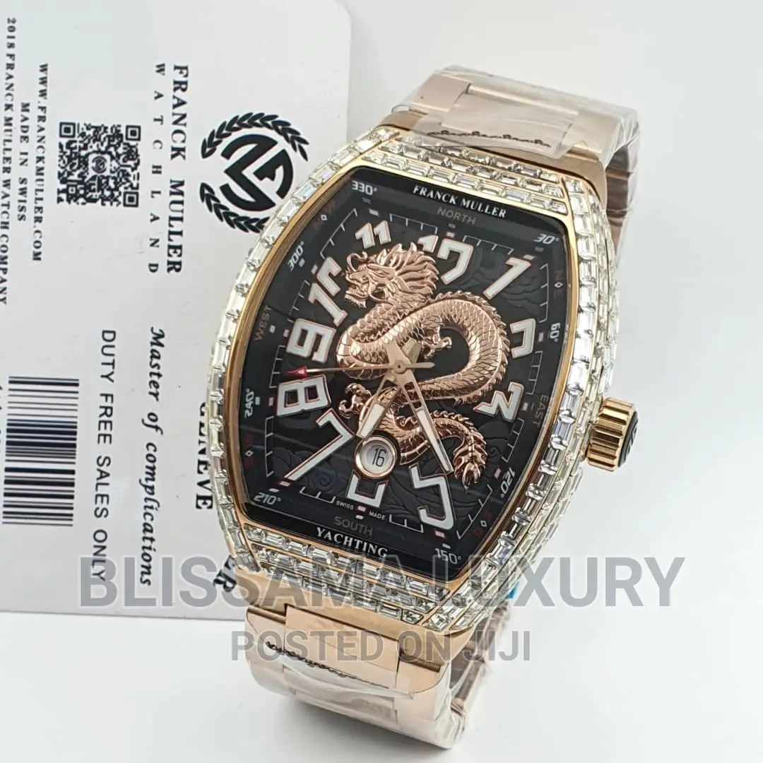 Luxury Franck Muller Dragon Face Iced Out Wristwatch