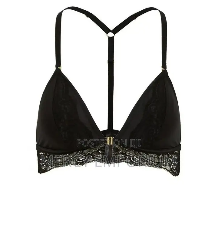 Satin Bralette. Padded Black Bra Brunette Size 34D