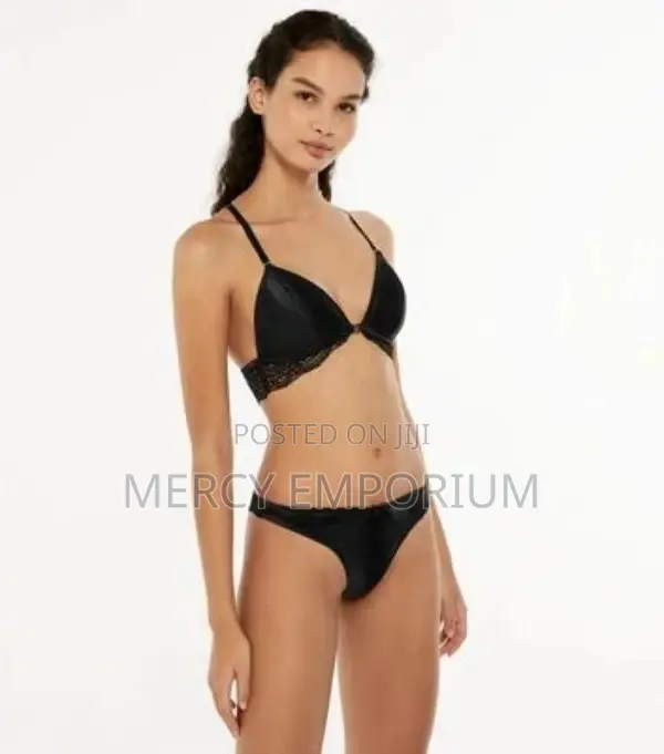 Satin Bralette. Padded Black Bra Brunette Size 34D