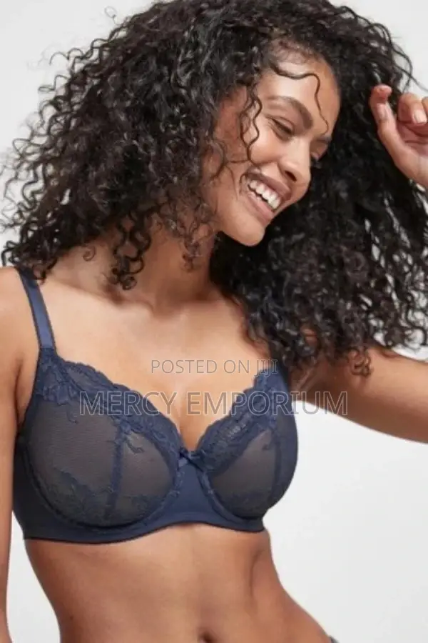 Two Non Padded Bra. Size 35C Bra Navy/Ochre
