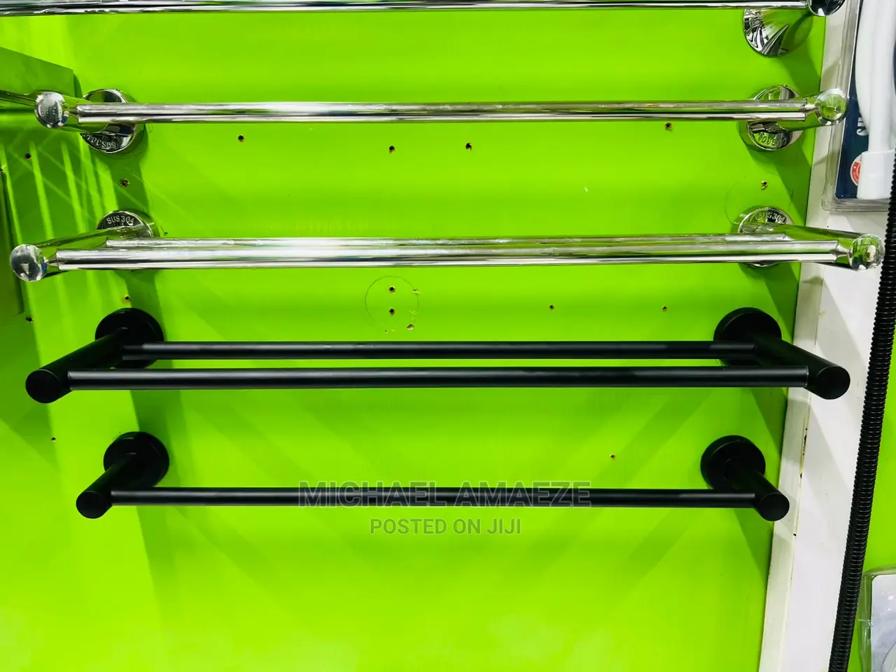 Towel Hangers Black and Stainless