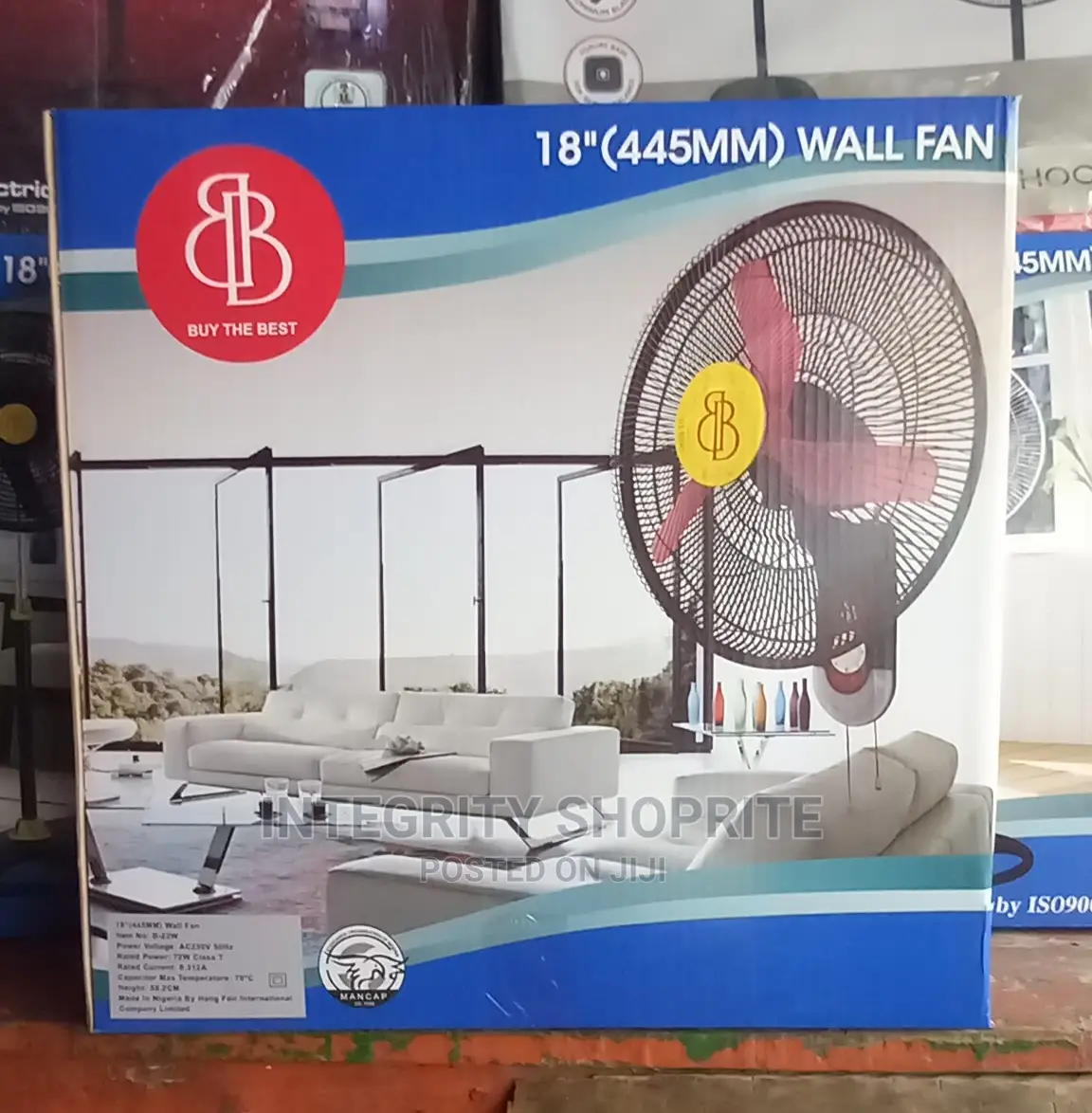 Bb 18 Inch (445mm) Wall Fan