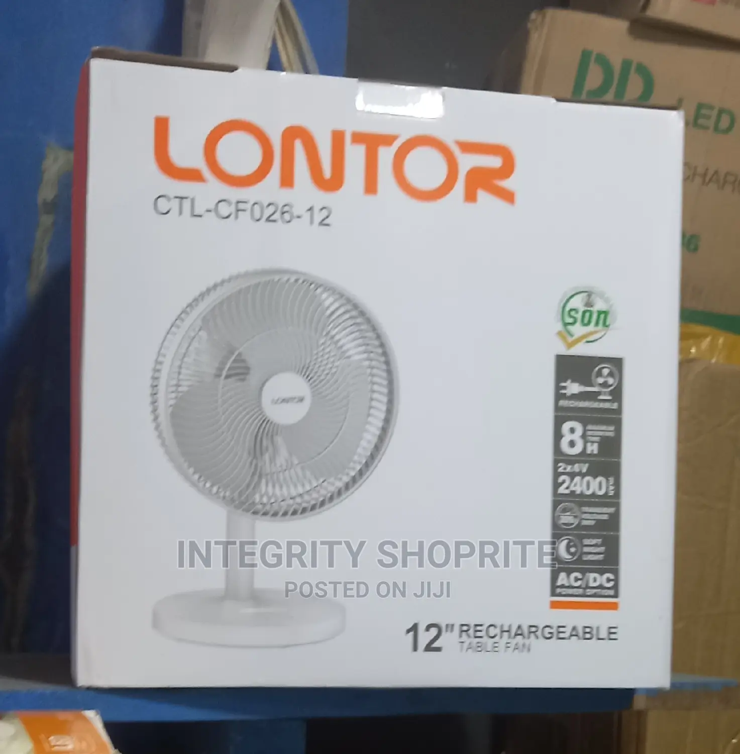 Lontor 12 Inch Rechargeable Table Fan