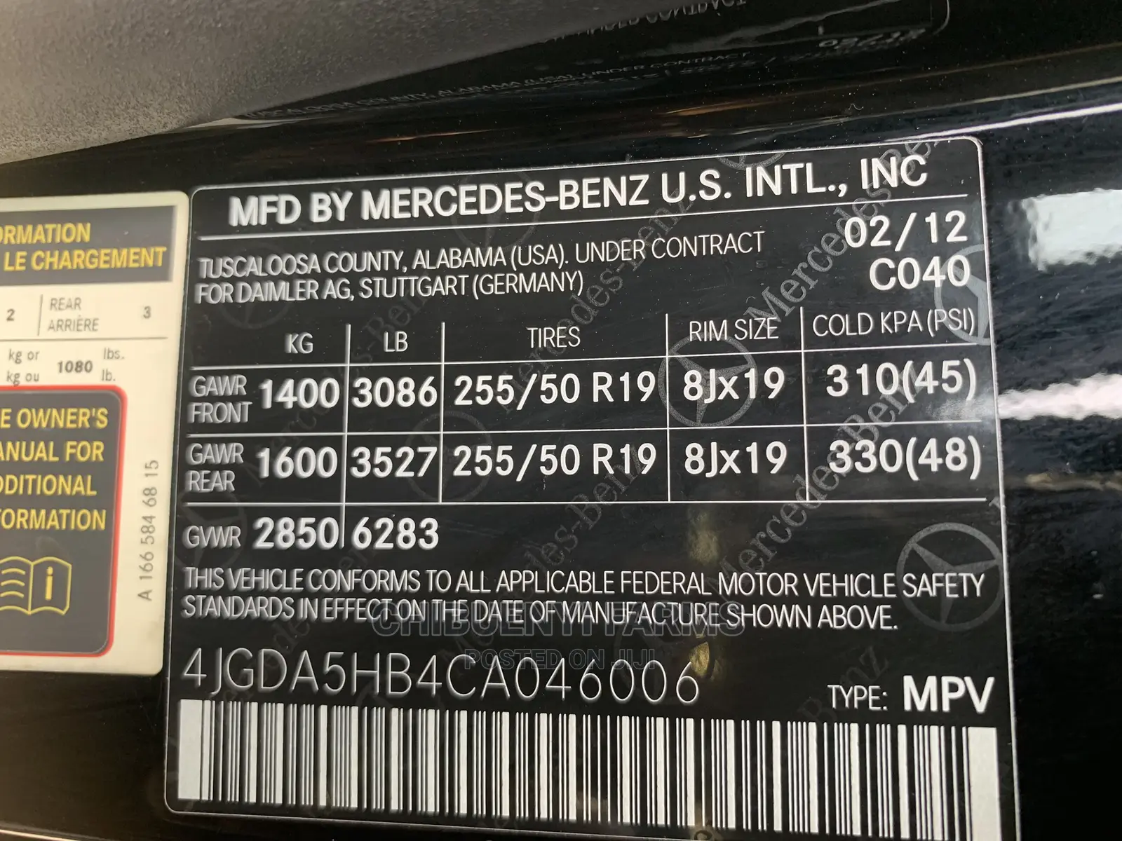 Mercedes-Benz M Class ML 350 4Matic 2012 Black