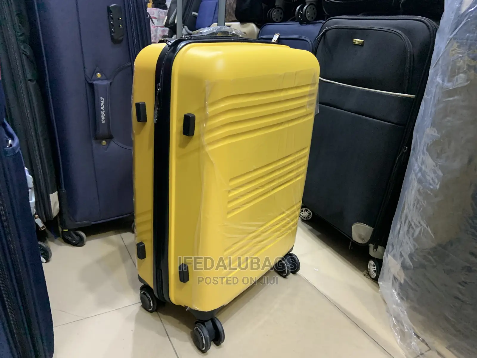 Medium Size Imported Yellow Plastic Traveling Luggage