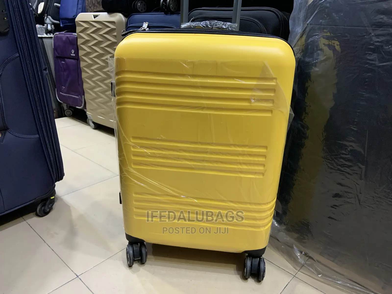 Medium Size Imported Yellow Plastic Traveling Luggage