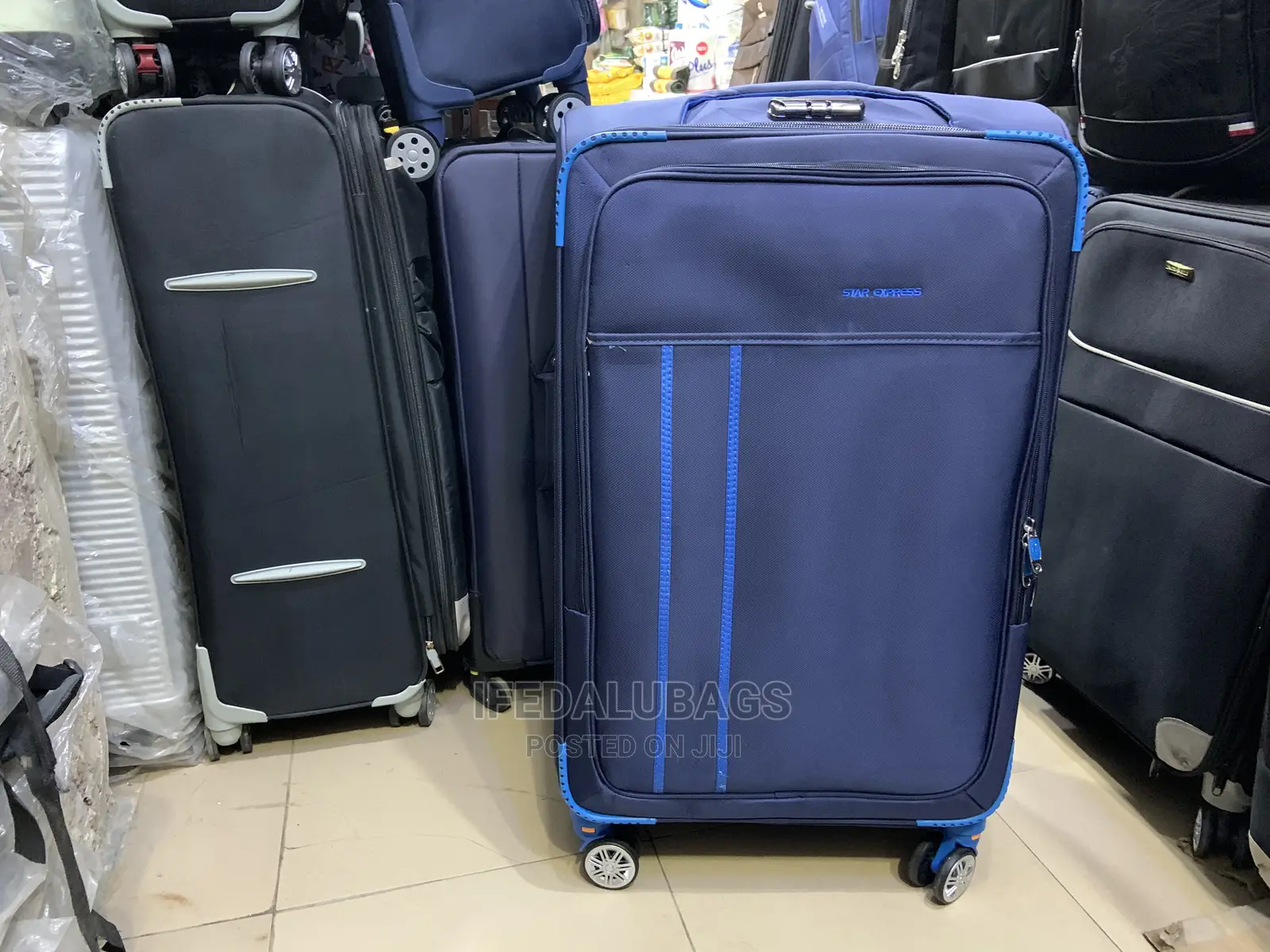 Big Size Star Express Blue Color Traveling Luggage