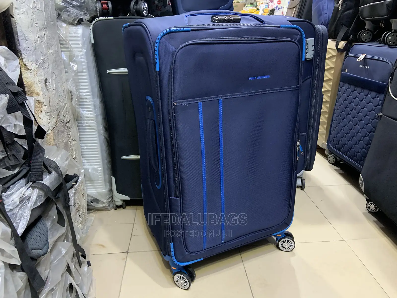 Big Size Star Express Blue Color Traveling Luggage