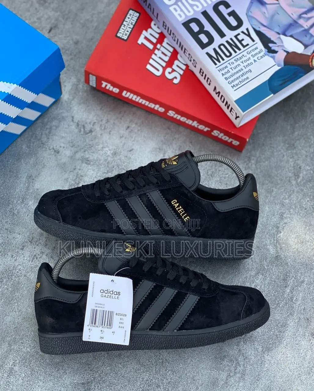 Original Adidas Gazelle Black and Grey Sneakers Available