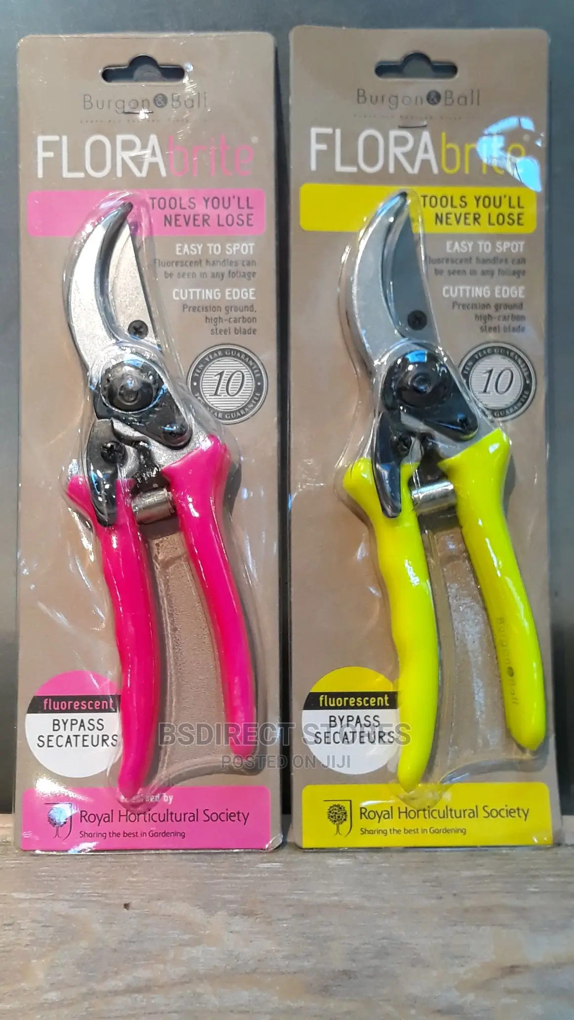 Burgon and Ball RHS Florabrite Fluorescent Bypass Secateurs