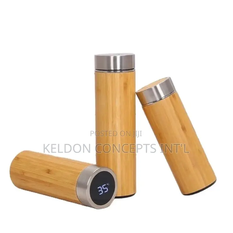 Wooden Bamboo Led Display Vaccum Mug