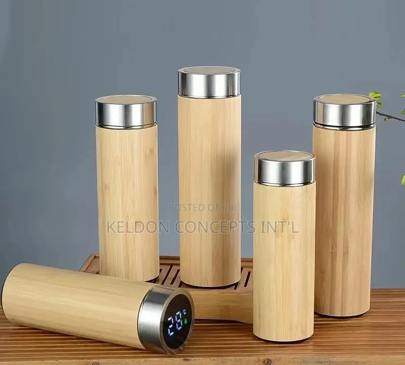 Wooden Bamboo Led Display Vaccum Mug