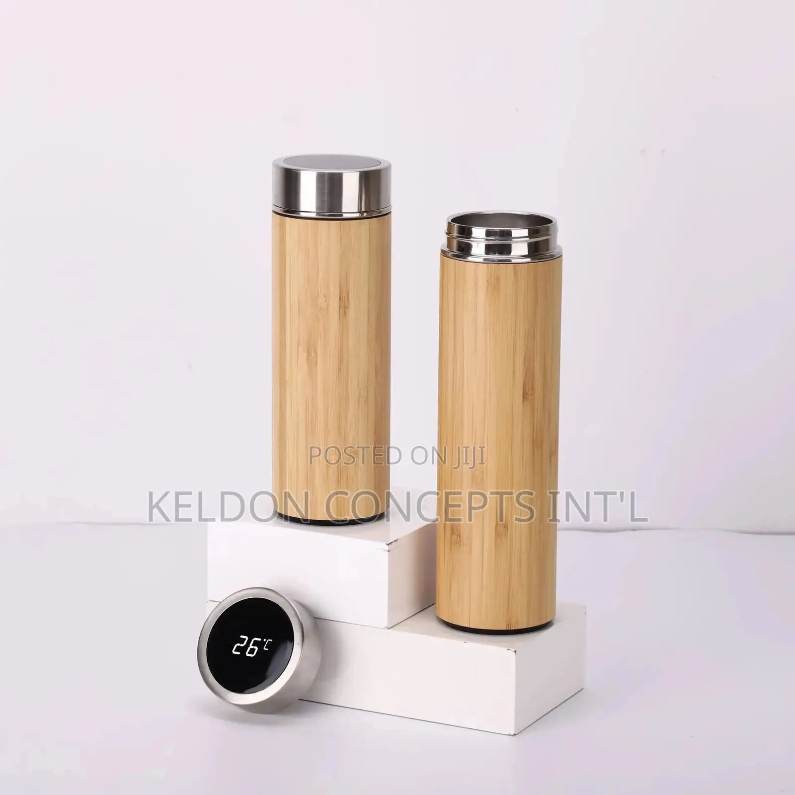Wooden Bamboo Led Display Vaccum Mug