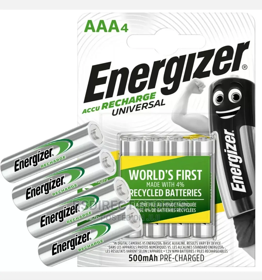 Energizer AAA Rechargeable Batteries 500mah PRE CHARGED Nimh