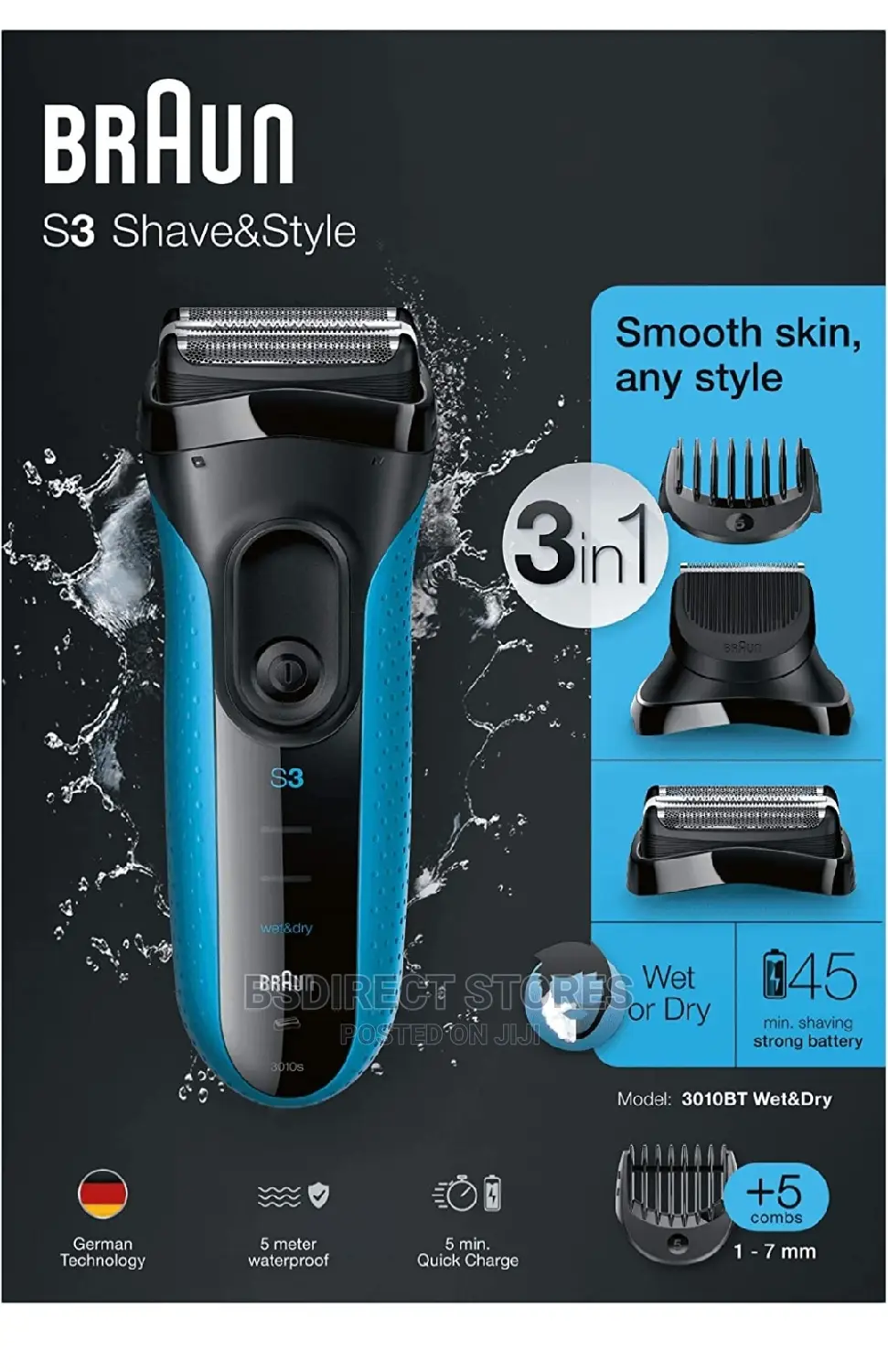 Braun Series 3 Aftershave 3in1 Style Wet Dry Electric Shaver