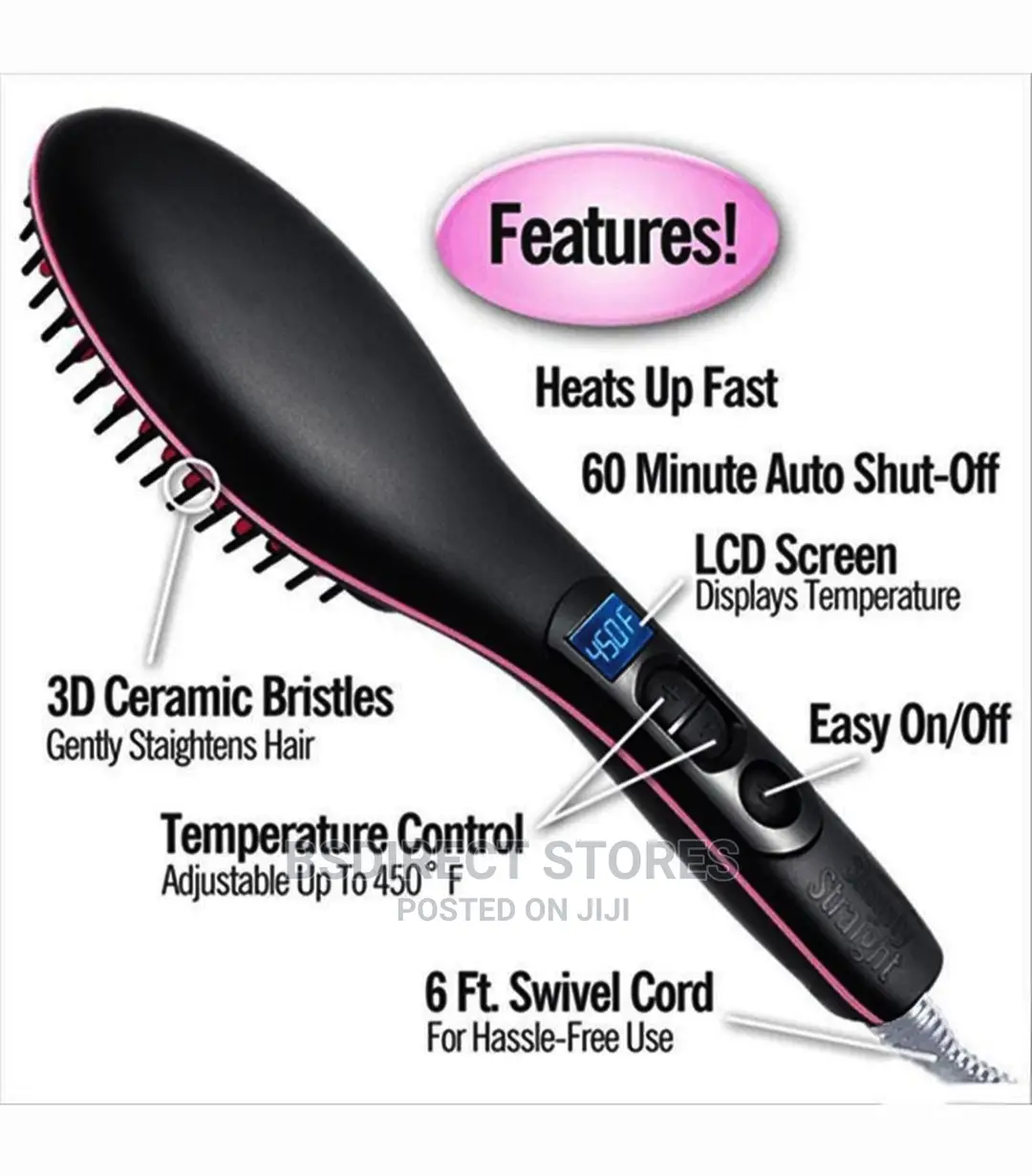 JML Simply Straight Ceramic Heat Hair Straightening Brush