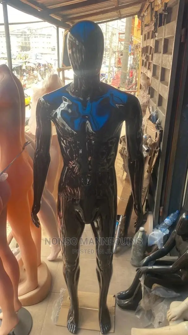 Glossy Black Huge Male Faceless Display Mannequin