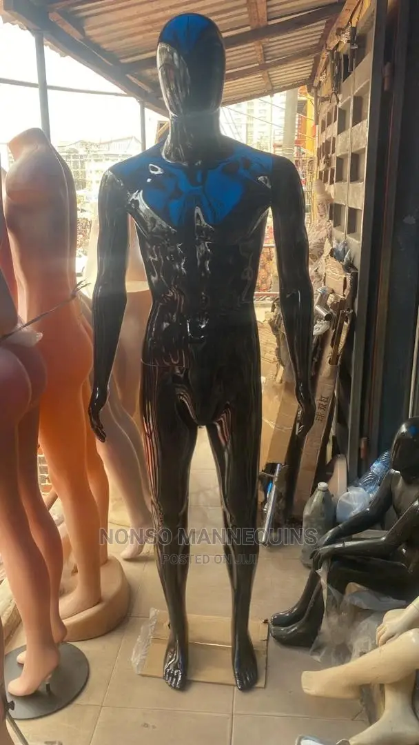 Glossy Black Huge Male Faceless Display Mannequin