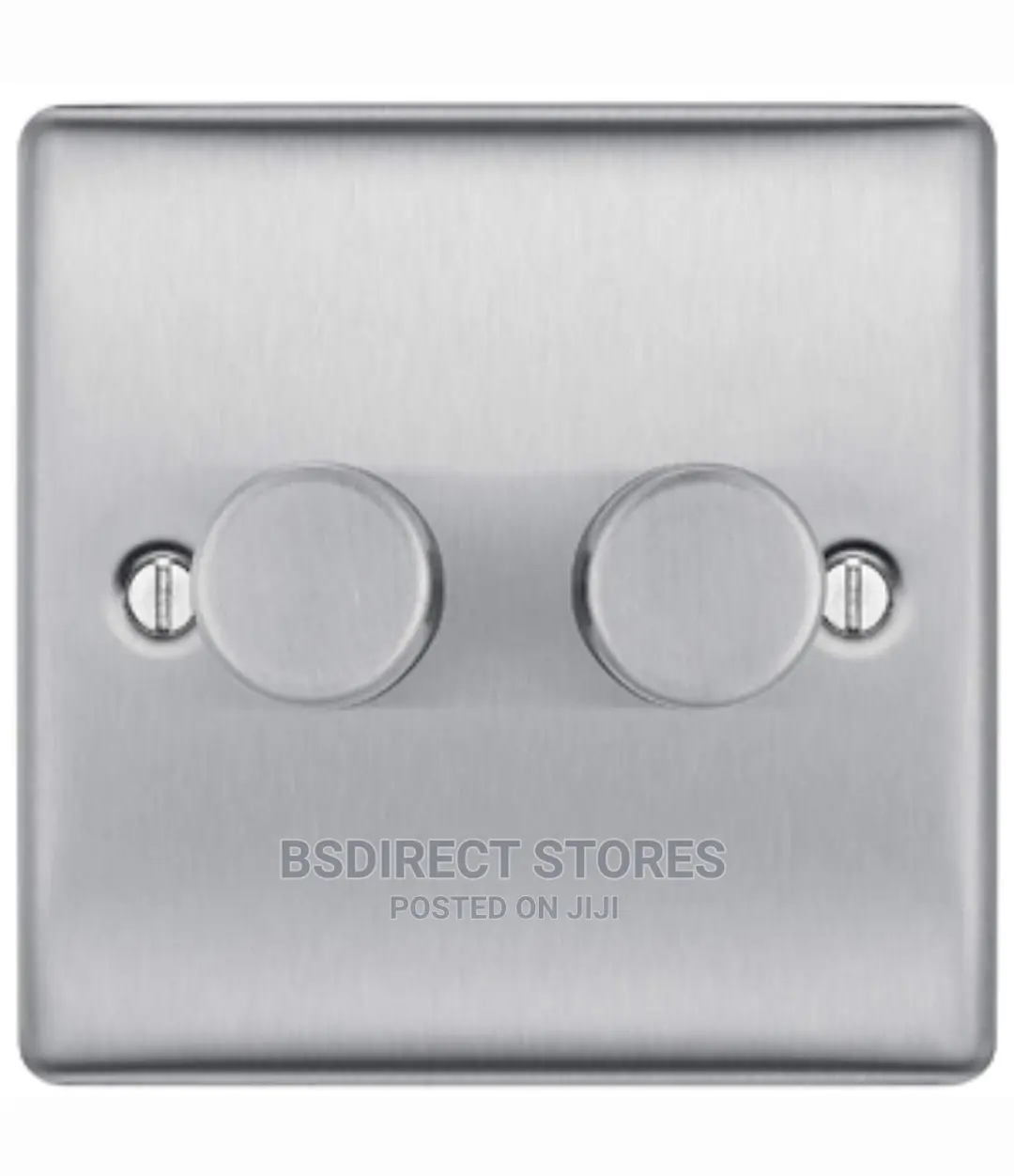 SMJ Brushed Steel Raised Rounded Profile Double 2 Way Dimmer