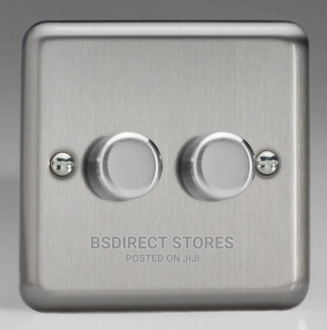 SMJ Brushed Steel Raised Rounded Profile Double 2 Way Dimmer