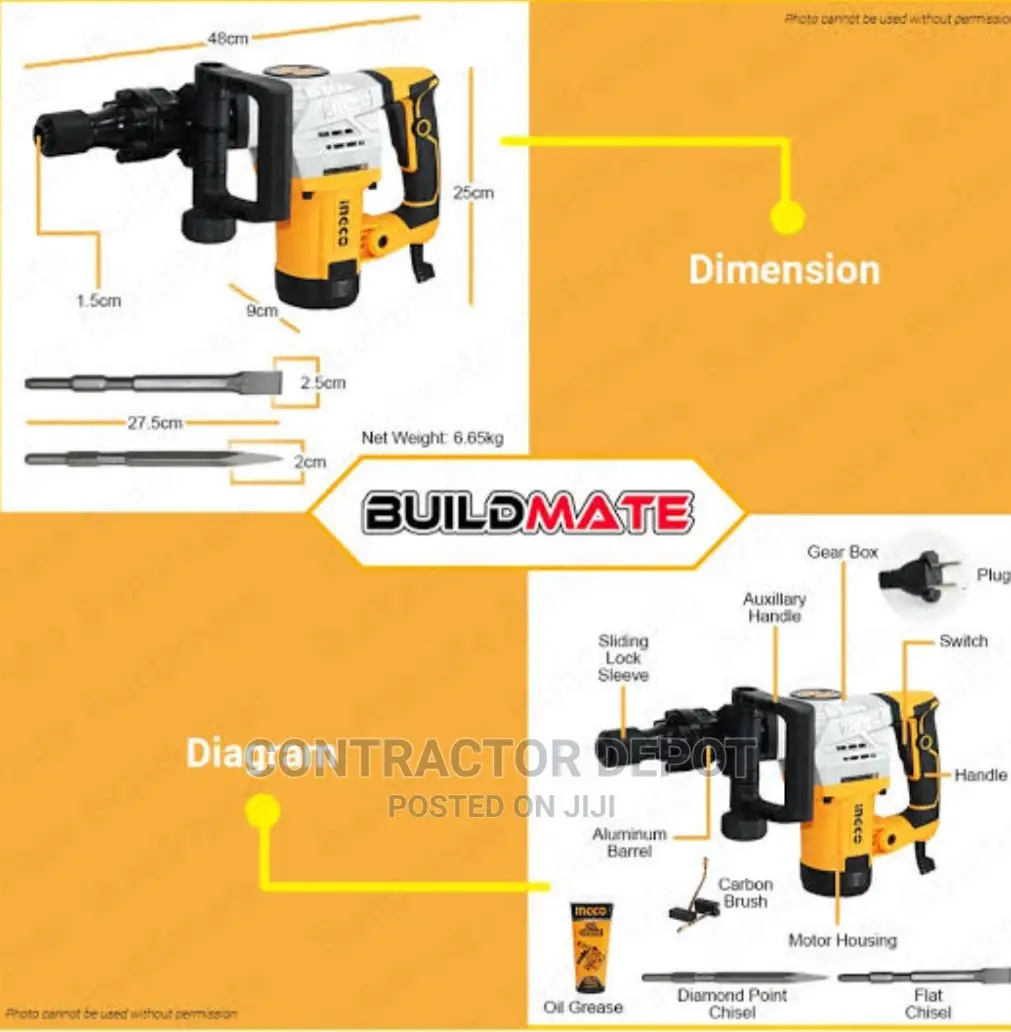 Ingco Demolition Hammer 6kg PDB130018, 1300W