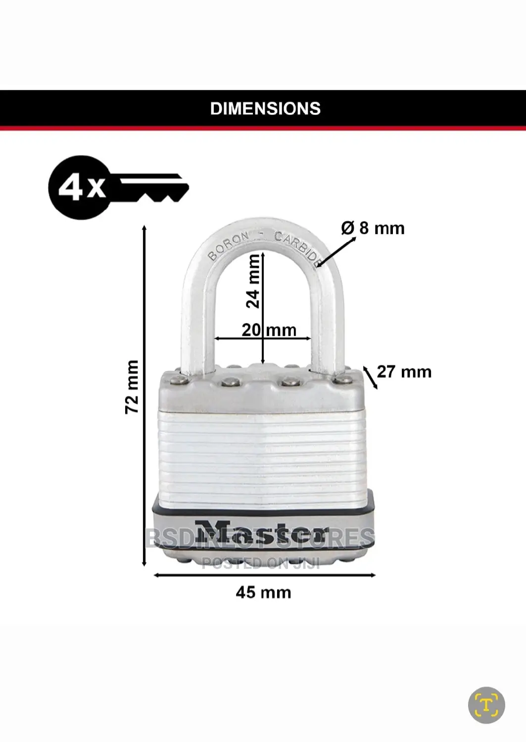 Master Lock Heavy Duty Padlock Weatherproof 45mm, Pack of 2