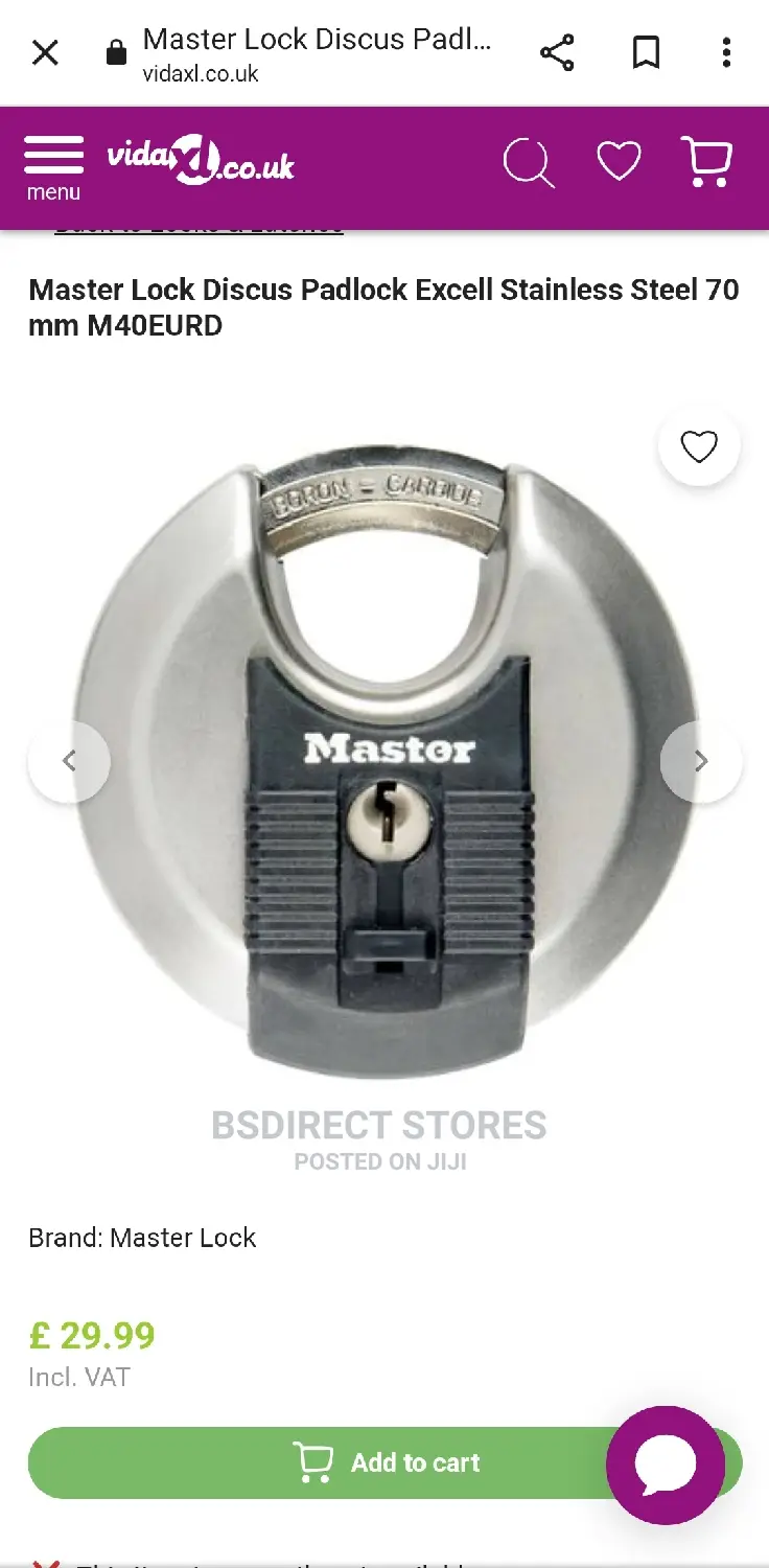 Master Lock Discus Padlock Excell Stainless Steel 70 Mm