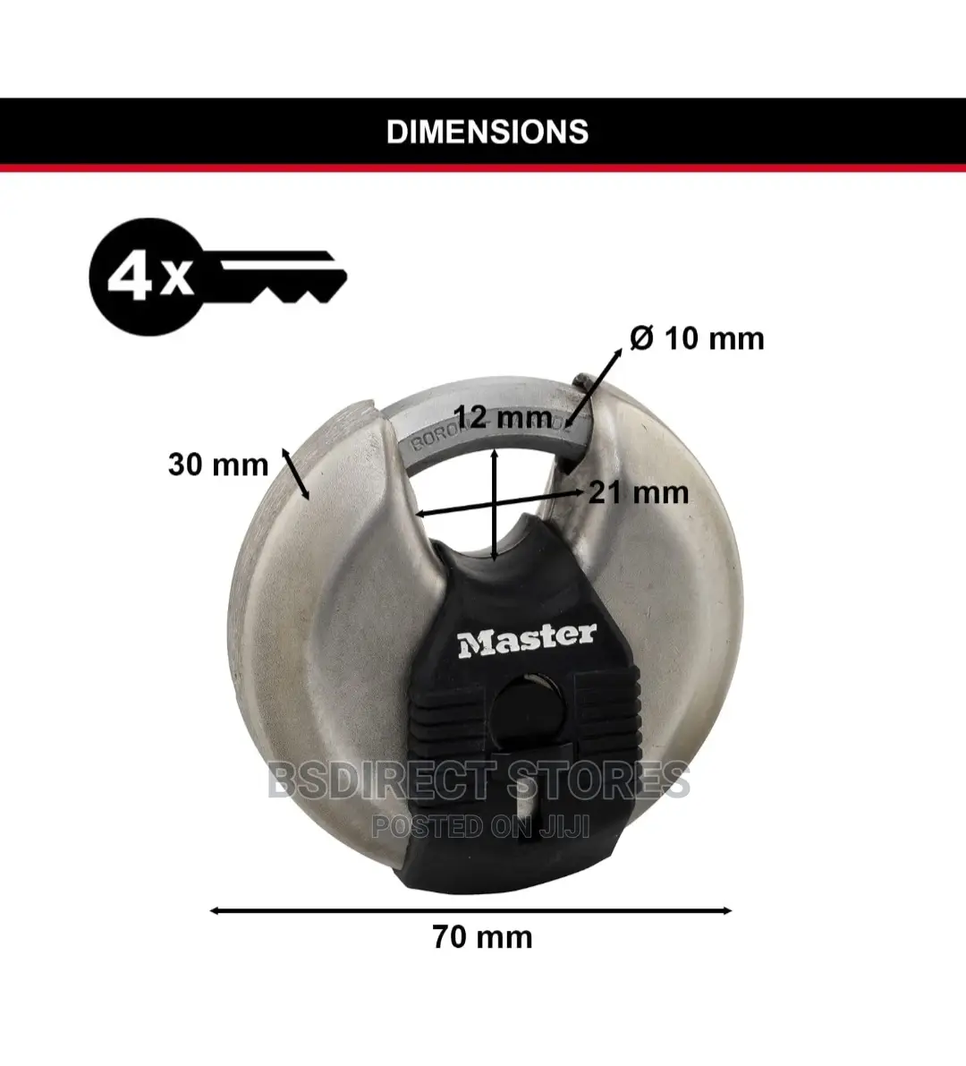 Master Lock Discus Padlock Excell Stainless Steel 70 Mm