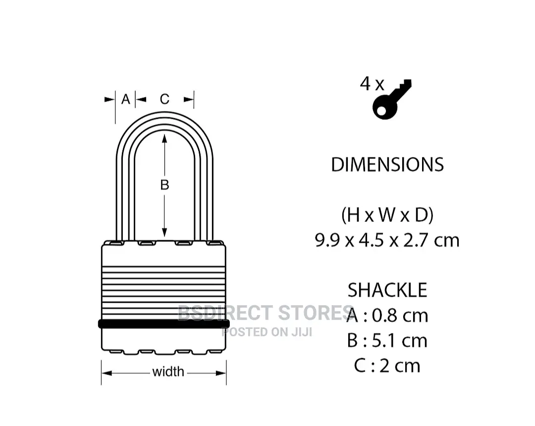 Master Lock Excell Laminated Steel 45mm Wide Padlock - 51mm Shackle