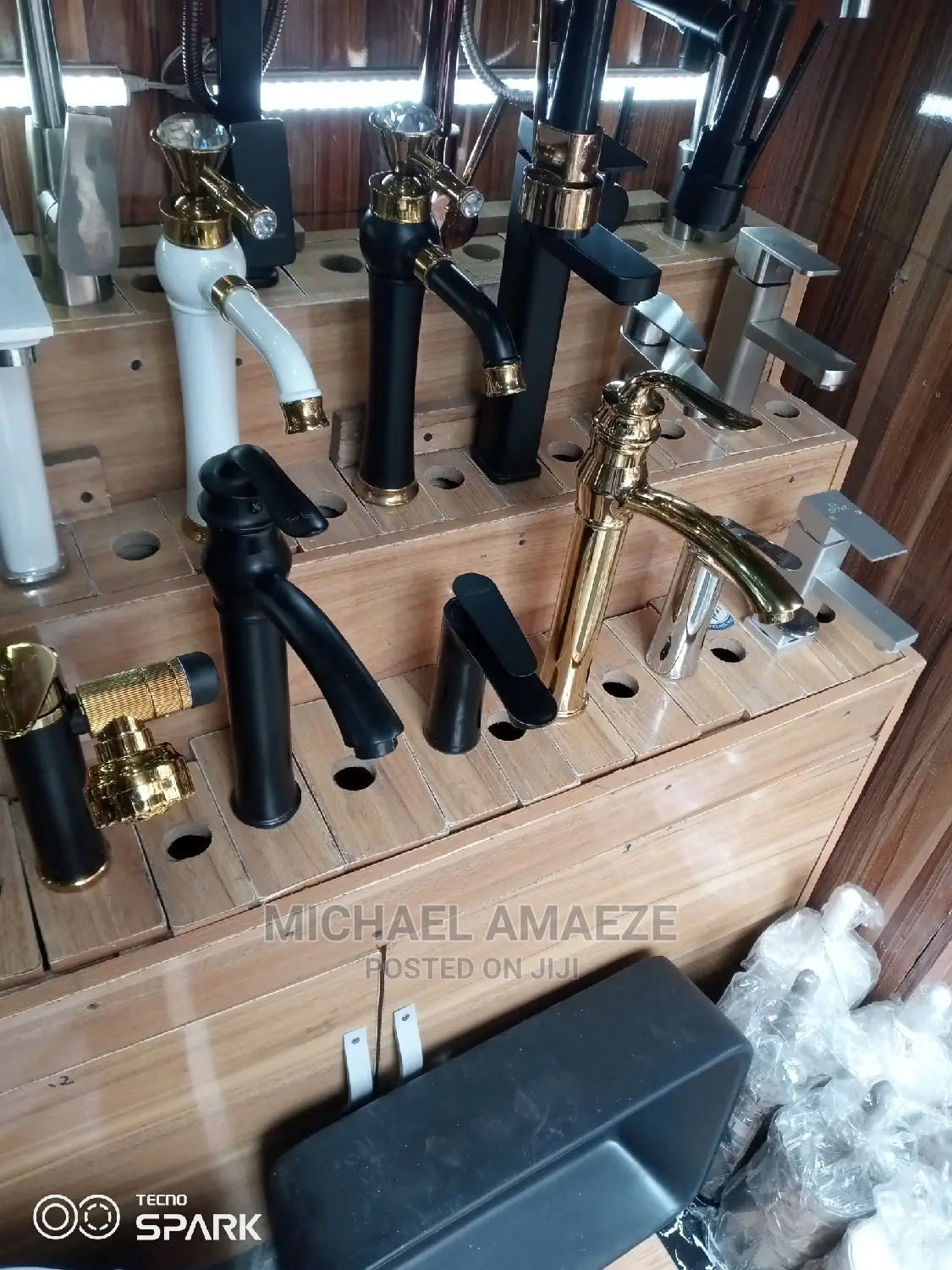 Long Black and Gold Basin Mixers Tap