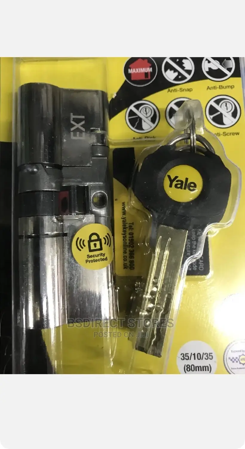 Yale Platinum Nickel-plated Brass Euro Cylinder Lock, L 80mm