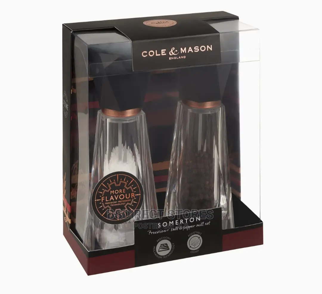 Cole and Mason Somerton Clear Antique Brass Salt Pepper Mill
