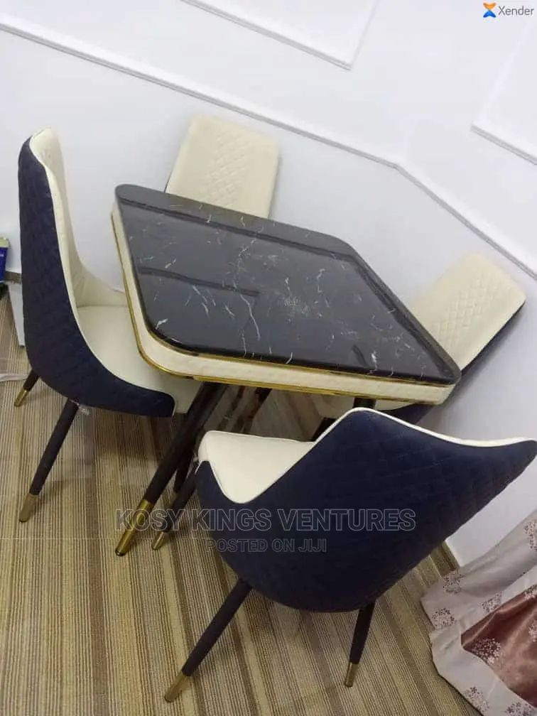 New Imported Marble Dinning Set With Four Leather Seats