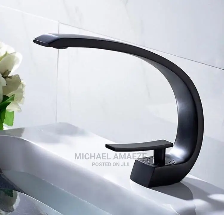 Black Curve Basin Mixer Tap